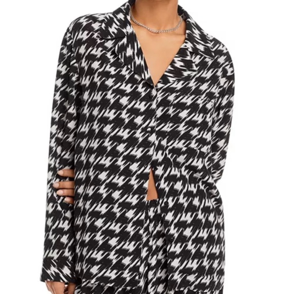 Anine Bing Tops - Anine Bing Aiden Houndstooth Viscose Shirt